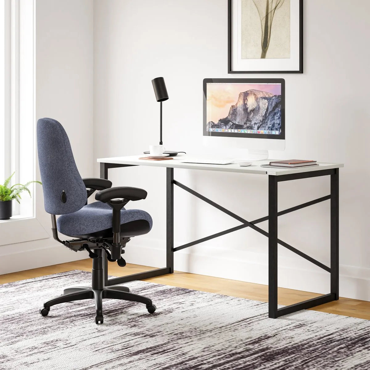 FurniChic, computertafel, bureau computertafel, laptop en PC tafel, studie bureau, industrieel ontwerp, voor thuiskantoor, eenvoudige montage, wit- 120x60x73 cm((lxbxh)