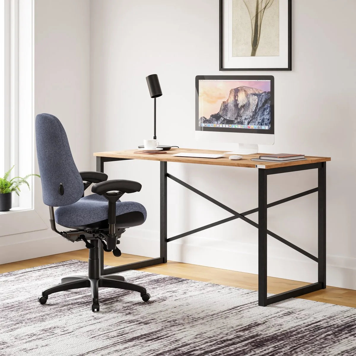 FurniChic, computertafel, bureau computertafel, laptop en PC tafel, studie bureau, industrieel ontwerp, voor thuiskantoor, eenvoudige montage, PINE((Atlantische Grenen)- maat 120x60x73 cm((lxbxh)