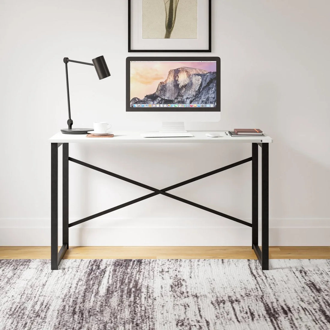 FurniChic, computertafel, bureau computertafel, laptop en PC tafel, studie bureau, industrieel ontwerp, voor thuiskantoor, eenvoudige montage, wit- 120x60x73 cm((lxbxh)