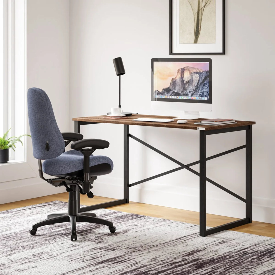 FurniChic, computertafel, bureau computertafel, laptop en PC tafel, studie bureau, industrieel ontwerp, voor thuiskantoor, eenvoudige montage, OAK(sacramento EIK)- 120x60x73 cm(lxbxh)