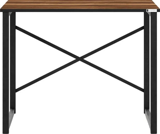FurniChic, computertafel, bureau computertafel, laptop en PC tafel, studie bureau, industrieel ontwerp, voor thuiskantoor, eenvoudige montage, barok walnoot -90x60x73 cm(lxbxh)