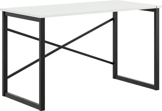 FurniChic, computertafel, bureau computertafel, laptop en PC tafel, studie bureau, industrieel ontwerp, voor thuiskantoor, eenvoudige montage, wit- 120x60x73 cm((lxbxh)