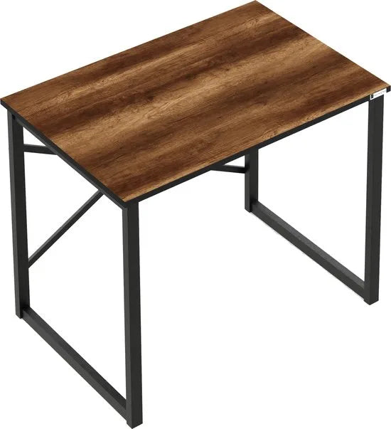 FurniChic, computertafel, bureau computertafel, laptop en PC tafel, studie bureau, industrieel ontwerp, voor thuiskantoor, eenvoudige montage, barok walnoot -90x60x73 cm(lxbxh)