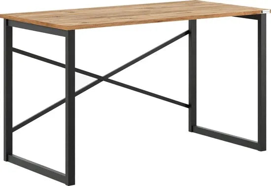 FurniChic, computertafel, bureau computertafel, laptop en PC tafel, studie bureau, industrieel ontwerp, voor thuiskantoor, eenvoudige montage, PINE((Atlantische Grenen)- maat 120x60x73 cm((lxbxh)