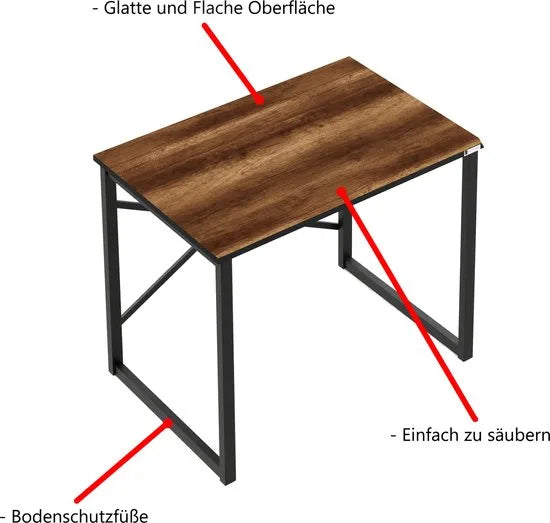 FurniChic, computertafel, bureau computertafel, laptop en PC tafel, studie bureau, industrieel ontwerp, voor thuiskantoor, eenvoudige montage, barok walnoot -90x60x73 cm(lxbxh)