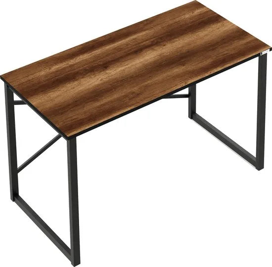 FurniChic, computertafel, bureau computertafel, laptop en PC tafel, studie bureau, industrieel ontwerp, voor thuiskantoor, eenvoudige montage, barok walnoot- maat 120x60x73 cm((lxbxh)