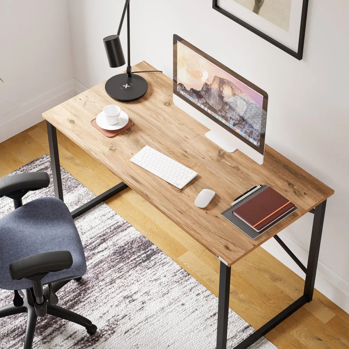 FurniChic, computertafel, bureau computertafel, laptop en PC tafel, studie bureau, industrieel ontwerp, voor thuiskantoor, eenvoudige montage, PINE((Atlantische Grenen)- maat 120x60x73 cm((lxbxh)