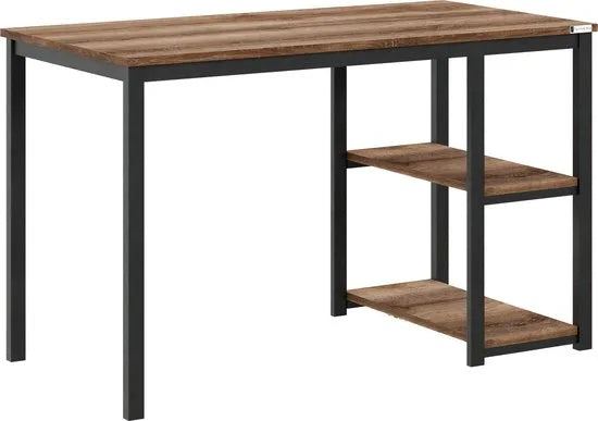 FurniChic-Computertafel -PC Tafel -Bureautafel met 2 Legplanken-E1 Certified- Stalen Frame-Wit-Thuis & Kantoor-120x60x73 cm – Oak(sacramento eik)