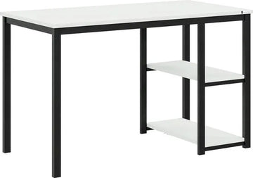 FurniChic-Computertafel -PC Tafel -Bureautafel met 2 Legplanken-E1 Certified- Stalen Frame-Wit-Thuis & Kantoor-120x60x73 cm