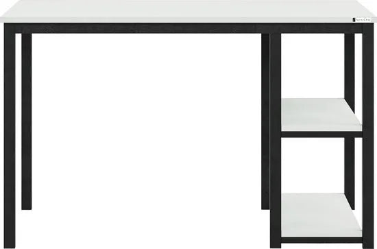 FurniChic-Computertafel -PC Tafel -Bureautafel met 2 Legplanken-E1 Certified- Stalen Frame-Wit-Thuis & Kantoor-120x60x73 cm