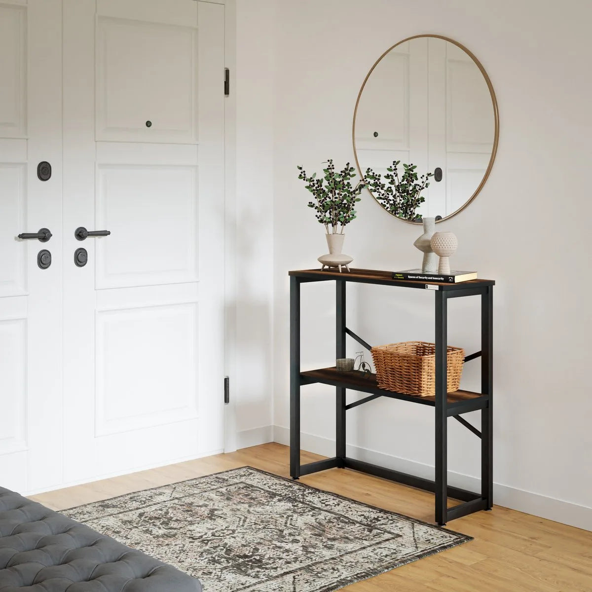 FurniChic - Kast - Dressoir - Bijzettafel - Wandtafel - Consoletafel - Sidetable - Banktafel - Haltafel- Industrieel - Bruin - 85x30x80cm