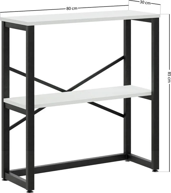 FurniChic - Kast - Dressoir - Bijzettafel - Wandtafel - Consoletafel - Sidetable - Banktafel - Haltafel- Industrieel - Wit - 85x30x80cm