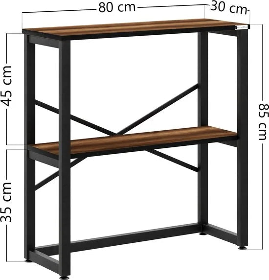 FurniChic - Kast - Dressoir - Bijzettafel - Wandtafel - Consoletafel - Sidetable - Banktafel - Haltafel- Industrieel - Bruin - 85x30x80cm