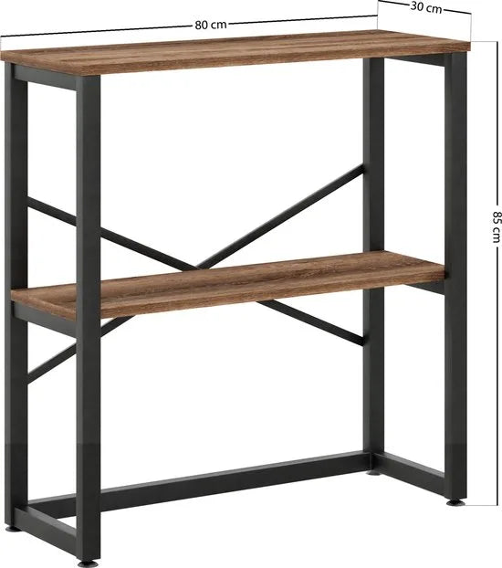 FurniChic - Kast - Dressoir - Bijzettafel - Wandtafel - Consoletafel - Sidetable - Banktafel - Haltafel- Industrieel - Bruin - 85x30x80cm – Oak(sacramento eik)