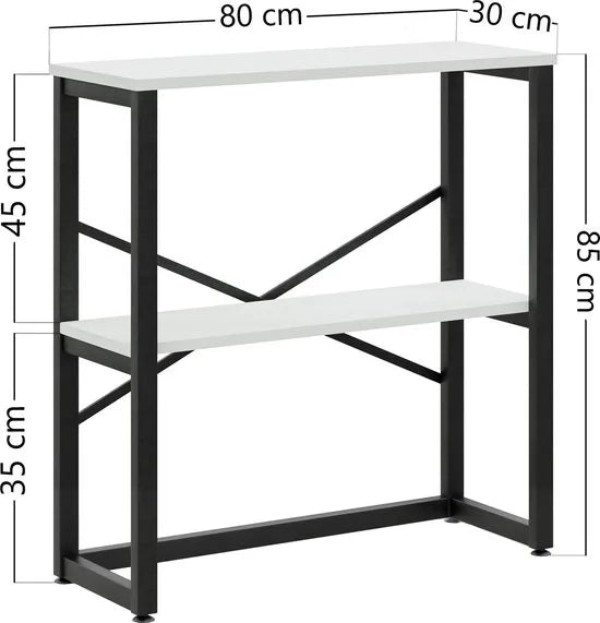 FurniChic - Kast - Dressoir - Bijzettafel - Wandtafel - Consoletafel - Sidetable - Banktafel - Haltafel- Industrieel - Wit - 85x30x80cm