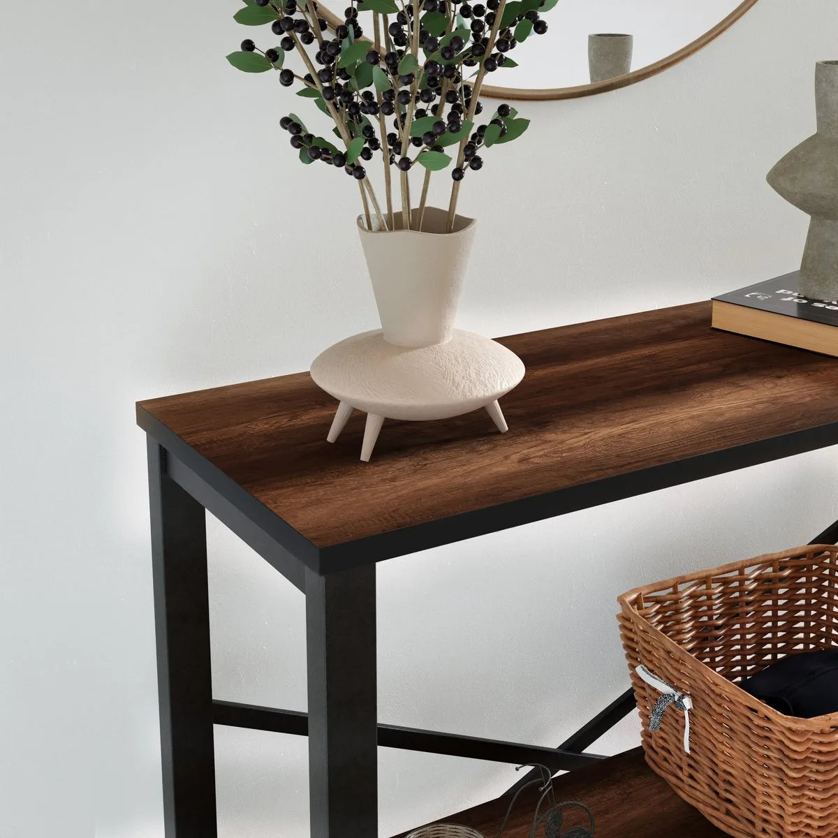 FurniChic - Kast - Dressoir - Bijzettafel - Wandtafel - Consoletafel - Sidetable - Banktafel - Haltafel- Industrieel - Bruin - 85x30x80cm