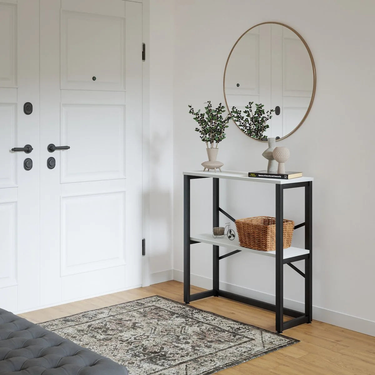 FurniChic - Kast - Dressoir - Bijzettafel - Wandtafel - Consoletafel - Sidetable - Banktafel - Haltafel- Industrieel - Wit - 85x30x80cm