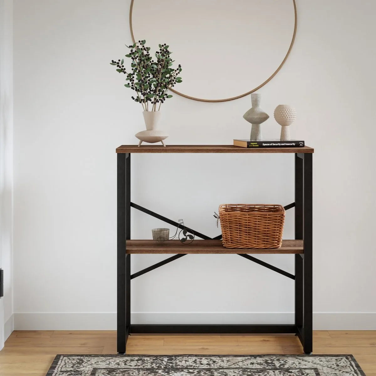 FurniChic - Kast - Dressoir - Bijzettafel - Wandtafel - Consoletafel - Sidetable - Banktafel - Haltafel- Industrieel - Bruin - 85x30x80cm – Oak(sacramento eik)