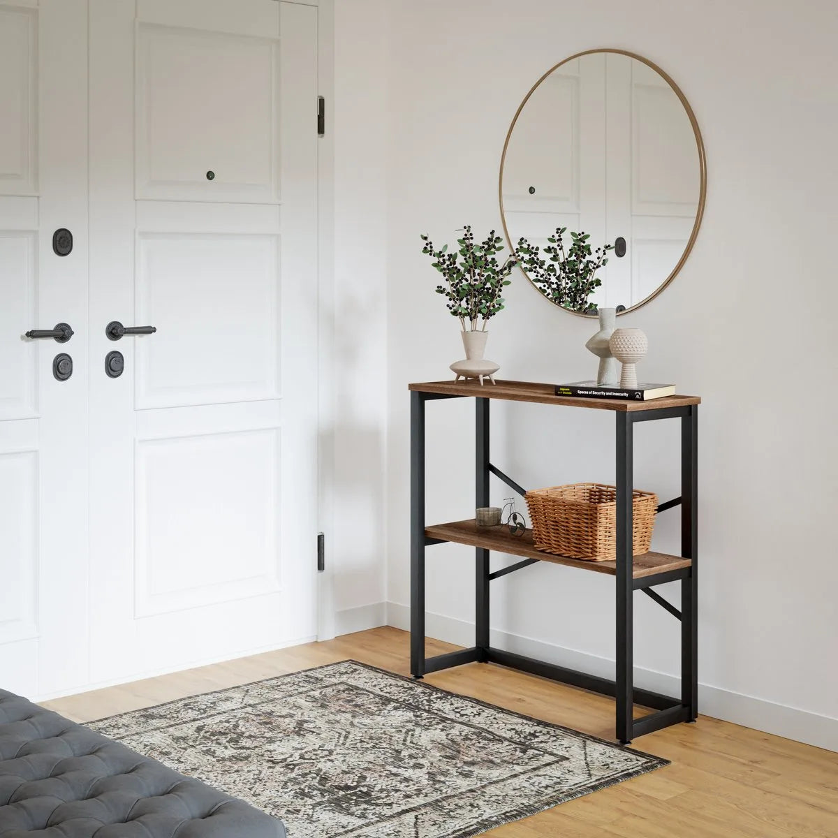 FurniChic - Kast - Dressoir - Bijzettafel - Wandtafel - Consoletafel - Sidetable - Banktafel - Haltafel- Industrieel - Bruin - 85x30x80cm