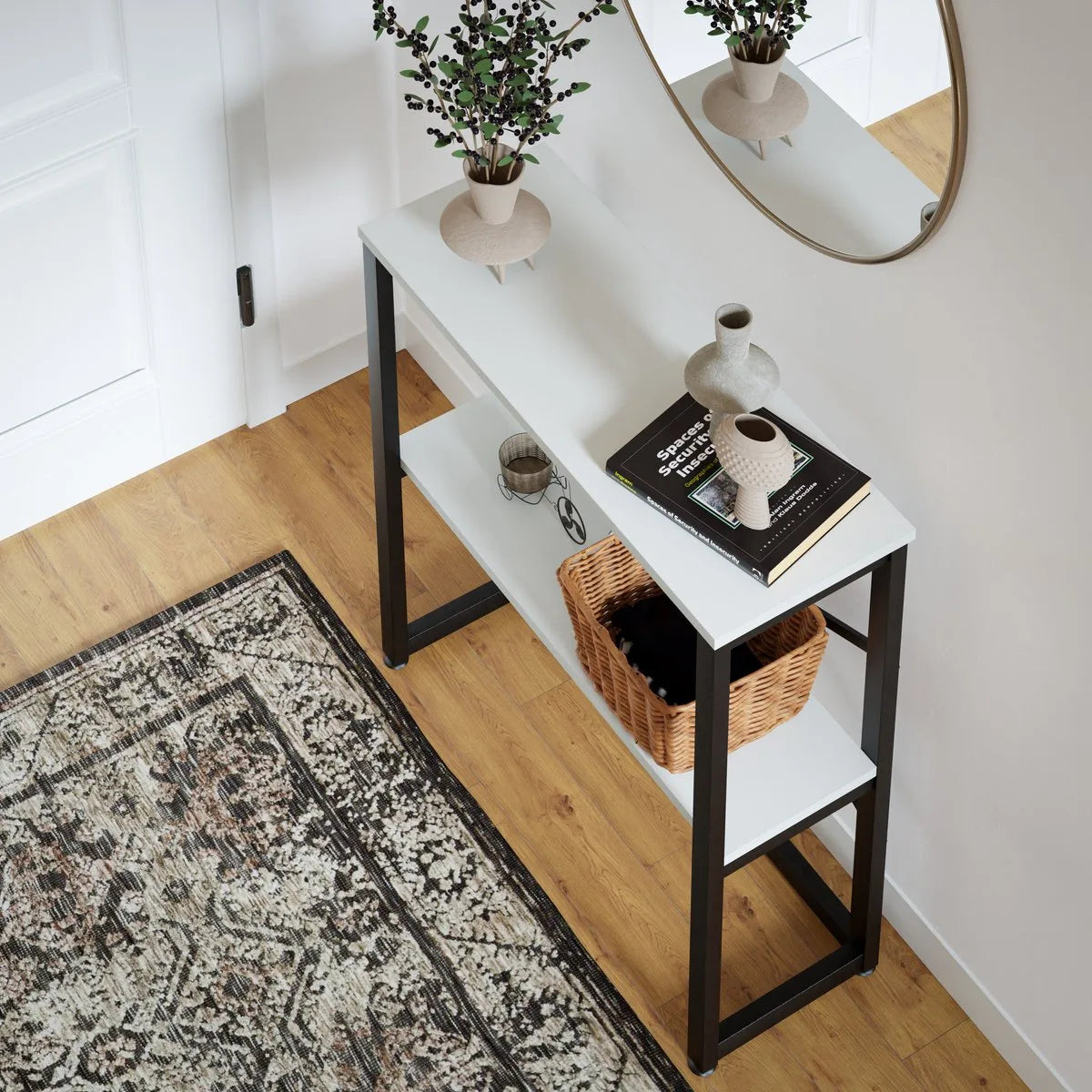 FurniChic - Kast - Dressoir - Bijzettafel - Wandtafel - Consoletafel - Sidetable - Banktafel - Haltafel- Industrieel - Bruin - 85x30x80cm – Wit