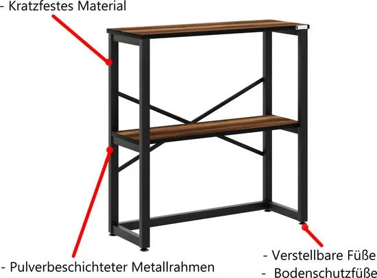 FurniChic - Kast - Dressoir - Bijzettafel - Wandtafel - Consoletafel - Sidetable - Banktafel - Haltafel- Industrieel - Bruin - 85x30x80cm