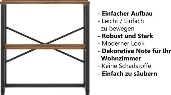 FurniChic - Kast - Dressoir - Bijzettafel - Wandtafel - Consoletafel - Sidetable - Banktafel - Haltafel- Industrieel - Bruin - 85x30x80cm