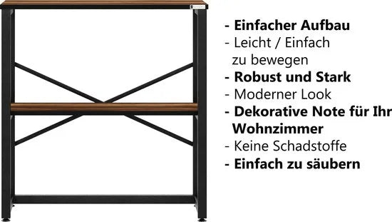 FurniChic - Kast - Dressoir - Bijzettafel - Wandtafel - Consoletafel - Sidetable - Banktafel - Haltafel- Industrieel - Bruin - 85x30x80cm