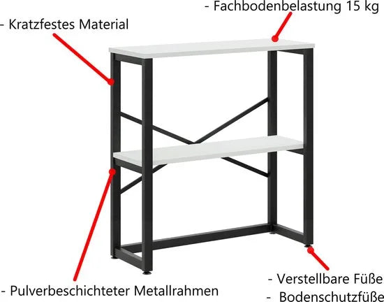 FurniChic - Kast - Dressoir - Bijzettafel - Wandtafel - Consoletafel - Sidetable - Banktafel - Haltafel- Industrieel - Wit - 85x30x80cm