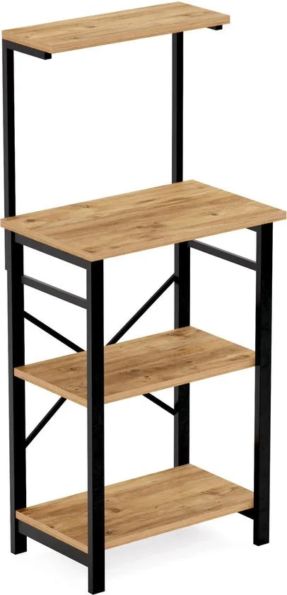 FurniChic - Keukentrolley - Keukenkast - Keukenrek Staand - Industrieel - Bruin- 60x40x128cm