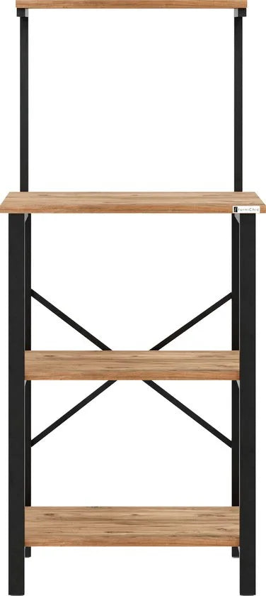 FurniChic - Keukentrolley - Keukenkast - Keukenrek Staand - Industrieel - Bruin- 60x40x128cm