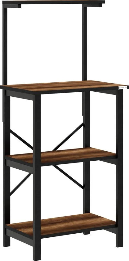FurniChic - Keukentrolley - Keukenkast - Keukenrek Staand - Industrieel - Bruin- 60x40x128cm