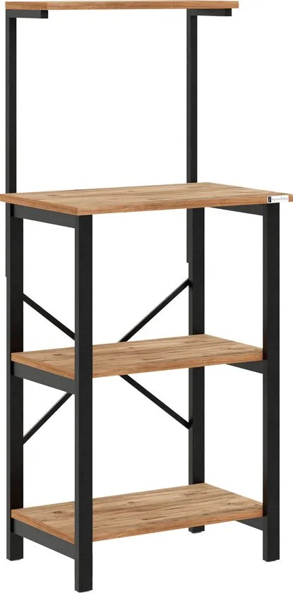 FurniChic - Keukentrolley - Keukenkast - Keukenrek Staand - Industrieel - Bruin- 60x40x128cm