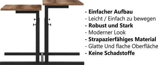 FurniChic, verstelbare moeder- en kind 2-delige tafelset, in hoogte verstelbare tafel, bijzettafel, speeltafel, bureau voor hem en haar, multifunctioneel-Sacramento OAK, 80 x 60 x 43-73 cm (l x b x h)