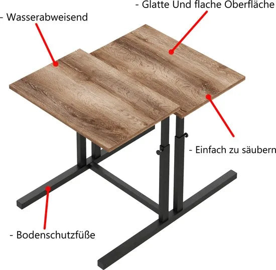 FurniChic, verstelbare moeder- en kind 2-delige tafelset, in hoogte verstelbare tafel, bijzettafel, speeltafel, bureau voor hem en haar, multifunctioneel-Sacramento OAK, 80 x 60 x 43-73 cm (l x b x h)