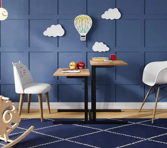 FurniChic, verstelbare moeder- en kind 2-delige tafelset, in hoogte verstelbare tafel, bijzettafel, speeltafel, bureau voor hem en haar, multifunctioneel-Pine , 80 x 60 x 43-73 cm (l x b x h)