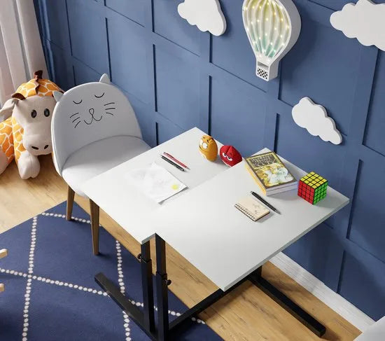 FurniChic, verstelbare moeder- en kind 2-delige tafelset, in hoogte verstelbare tafel, bijzettafel, speeltafel, bureau voor hem en haar, multifunctioneel-Sacramento OAK, 80 x 60 x 43-73 cm (l x b x h)