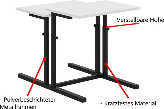 FurniChic, verstelbare moeder- en kind 2-delige tafelset, in hoogte verstelbare tafel, bijzettafel, speeltafel, bureau voor hem en haar, multifunctioneel-Sacramento OAK, 80 x 60 x 43-73 cm (l x b x h)