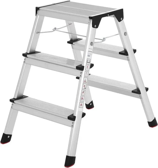 FurnStar Aluminium Ladder - Multifunctionele Ladder - Draagvermogen tot 150 kg - Met 3 Niveaus