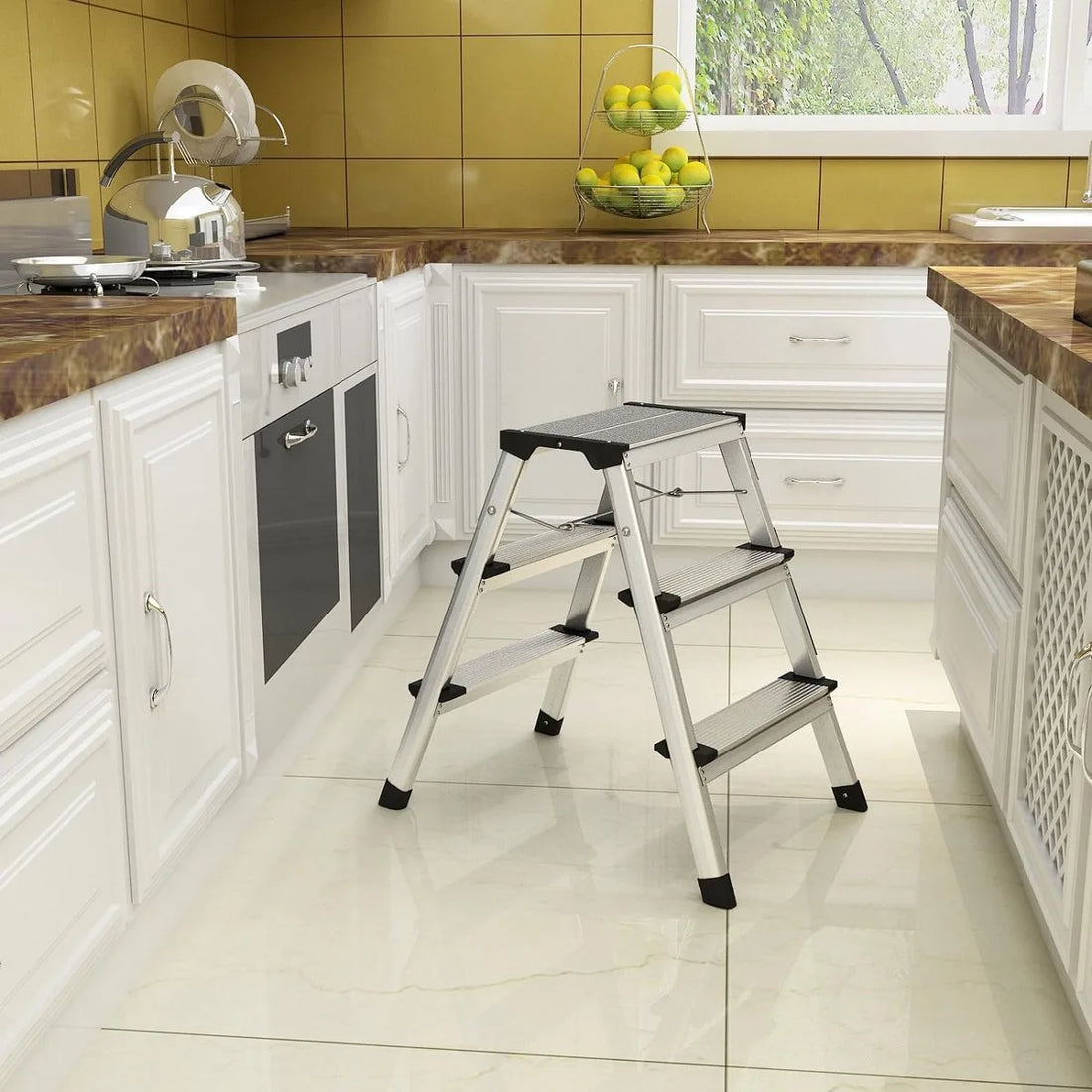 FurnStar Aluminium Ladder - Multifunctionele Ladder - Draagvermogen tot 150 kg - Met 3 Niveaus