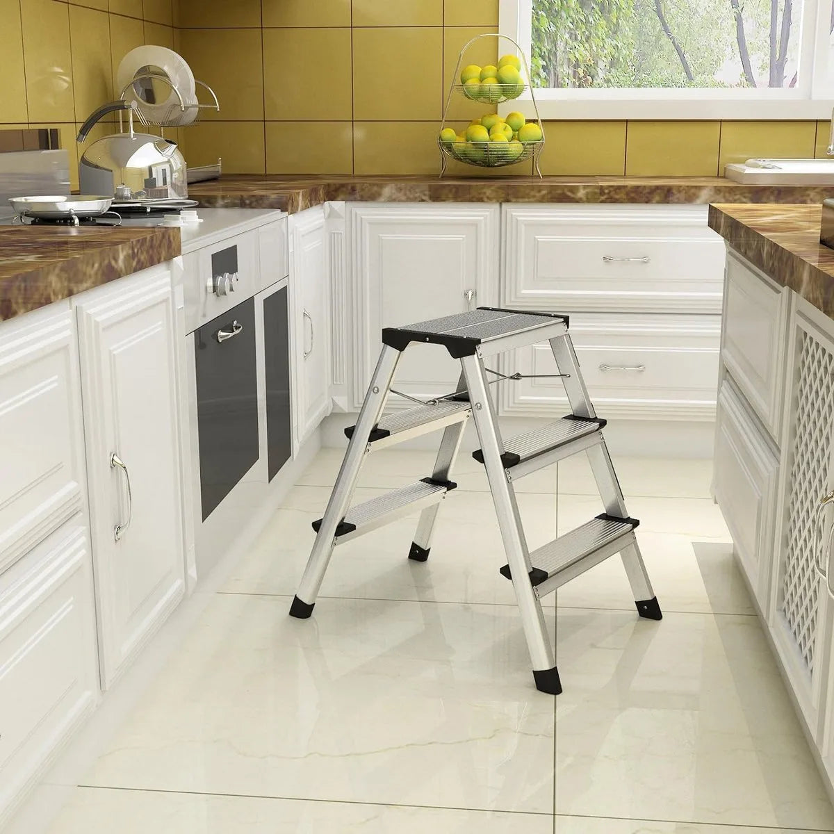 FurnStar Aluminium Ladder - Multifunctionele Ladder - Draagvermogen tot 150 kg - Met 3 Niveaus