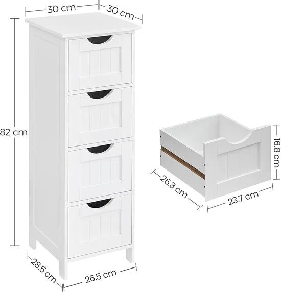 Furnstar - Badkamerkast - 30x30x82 cm - Wit
