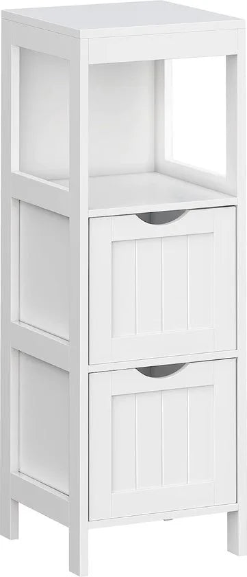 FurnStar - Badkamerkast - Badkamerrek met 4 etages - Houten hoekkast - Medicijnkast - 30 x 30 x 89 cm - Wit