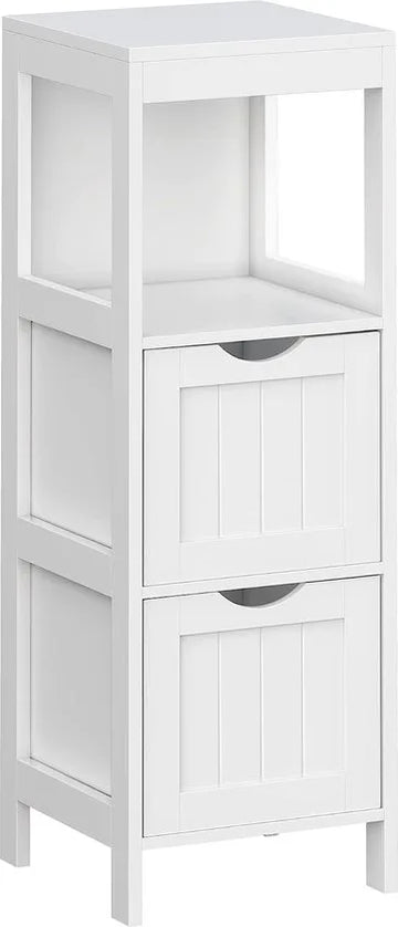 FurnStar - Badkamerkast - Badkamerrek met 4 etages - Houten hoekkast - Medicijnkast - 30 x 30 x 89 cm - Wit