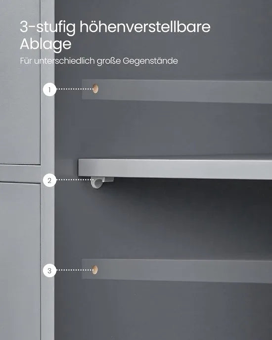 Furnstar - Badkamerkast - Smalle badkamerkast - Bijzetkast - Commode met 4 laden - Met kastdeur en verstelbare plank - 30 x 55 x 82 cm - Inktzwart – Duifgrijs 30 x 55 x 82cm 30 x 55 x 82 cm Duifgrijs (2732)