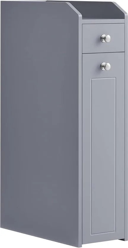 Furnstar Badkamerkast – Smalle Kast met Laden – Staande Toiletkast voor Toiletpapier & Opbergruimte – Voor Kleine Ruimtes –Duifgrijs BBC847G02