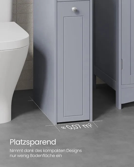 Furnstar Badkamerkast – Smalle Kast met Laden – Staande Toiletkast voor Toiletpapier & Opbergruimte – Voor Kleine Ruimtes –Duifgrijs BBC847G02