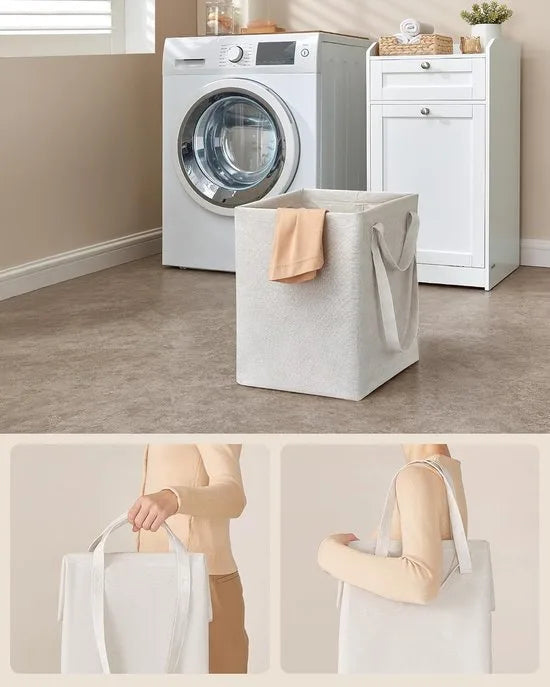 FurnStar Badkamermeubel met Wasmand – Opbergkast met Lade & Afneembare Waszak – 40 x 40 x 80,2 cm – Wolkenwit