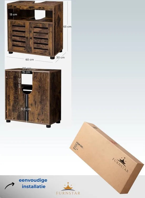 FurnStar - Badplaats - Badkamerkast - 60x30x63cm - Bruin