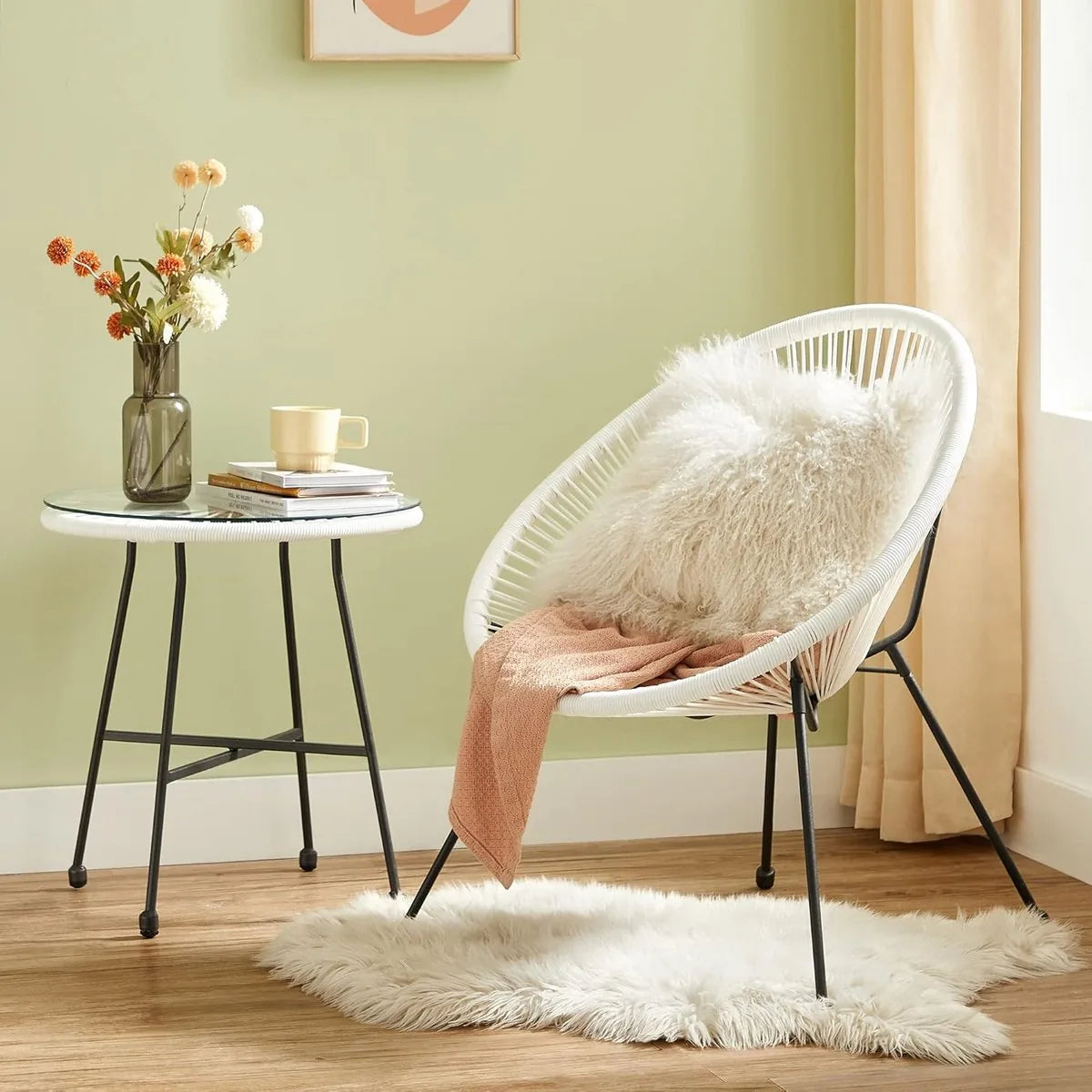 Furnstar Balkonmeubelset – Tuinmeubelset - Terrasmeubel -3-delig – 2 Stoelen – Weerbestendig - Glazen Tafel – Wit