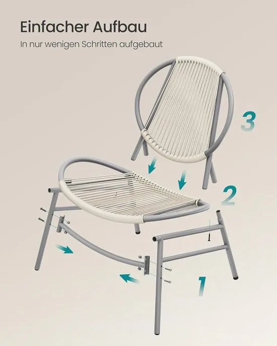 Furnstar Balkonmeubelset –Tuinset- 3-delig – Polyrotan – 2 Stoelen + Tafel – Duifgrijs